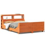 ZNTS Bed Frame without Mattress Wax Brown 140x200 cm Solid Wood Pine 3306461