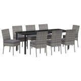 Garden Dining Set 9 pcs Grey Powder-Coated Steel 3379232