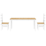 3 Piece Dining Set PANAMA White Solid Wood Pine 3345202