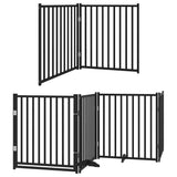 Dog Gate with Door Foldable 10 Panels Black 800 cm Poplar Wood 3155743