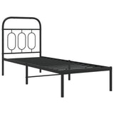 Metal Bed Frame without Mattress with Headboard Black 75x190cm 377107