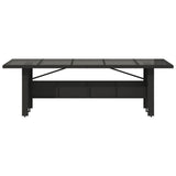 Garden Table Black PE rattan, powder-coated steel, tempered glass 365597