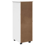Rolling Cabinet White 34 x 39 x 93.5 cm Solid Pine Wood 42028365