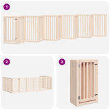 Dog Gate with Door Foldable 12 Panels 600 cm Poplar Wood 3155645