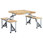Folding Camping Table with 4 Seats Steel Aluminium 47687
