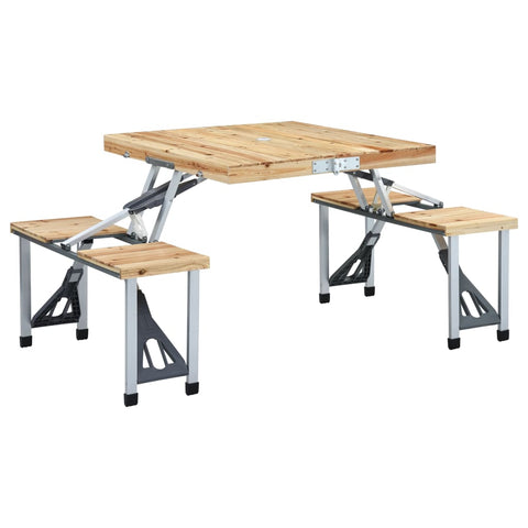Folding Camping Table with 4 Seats Steel Aluminium 47687