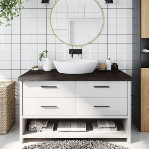 Bathroom Countertop Dark Brown 100x50x cm Treated Solid Wood 3156229