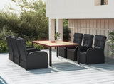 7 Piece Garden Dining Set Black Poly Rattan&Solid Wood Acacia 3157645