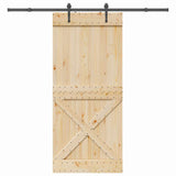 Sliding Door with Hardware Set 100x210 cm Solid Wood Pine 3332795