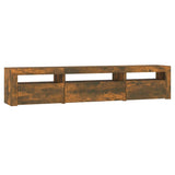 TV Cabinet with LED Lights Smoked Oak 195x35x40 cm 3152743