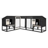 Outdoor Rabbit Hutch with Run Grey and White Solid Fir Wood 170873