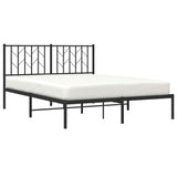 Metal Bed Frame without Mattress with Headboard Black 140x200cm 374438