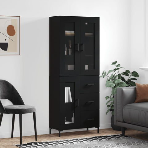 Highboard Black 69.5x34x180 cm Engineered Wood 3198594