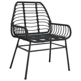9 Piece Garden Dining Set Black Poly Rattan Glass 3334540