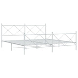 Metal Bed Frame without Mattress with Footboard White 200x200cm 376576