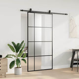 Sliding Door with Hardware Set Black 102.5x205 cm ESG Glass 3375873