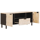 TV Cabinet White Wash Finish 105 x 33 x 46 cm Solid Mango Wood 4017878