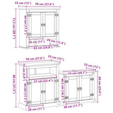 ZNTS 3 Piece Bathroom Furniture Set Corona Solid Wood Pine 3334639