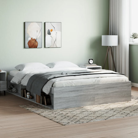 ZNTS Bed Frame without Mattress Grey Sonoma 140x190 cm 3203906