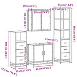 ZNTS 4 Piece Bathroom Furniture Set Black Engineered Wood 3301245