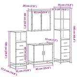 4 Piece Bathroom Furniture Set Smoked Oak Engineered Wood 3301247