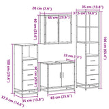 ZNTS 4 Piece Bathroom Furniture Set Smoked Oak Engineered Wood 3301247