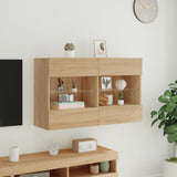 TV Wall Cabinet with LED Lights Sonoma Oak 98.5x30x60.5 cm 837108