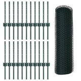Fence with Post Green 0.4 x 50 m Steel and PVC 3336736