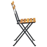 Bistro Table And Chair Brown and Black Solid Acacia Wood Medium 313157