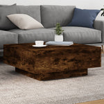 ZNTS Coffee Table with LED Lights Smoked Oak 80x80x31 cm 836592