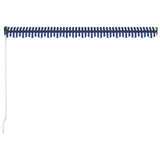 Manual Awning with Solar LED 4.5 x 3 m Blue and White Stripe 3051270