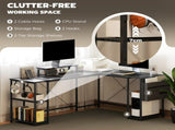 168cm Reversible L Shaped Desk, Industrial Corner Computer Desk with Adjustable Shelf and Storage T3398P343620