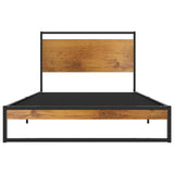 Bed Frame Black, Wood brown Powder-coated metal, MDF Single 324862