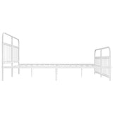 Bed Frame White Powder-Coated Steel Double Industrial Bed Frame 352651