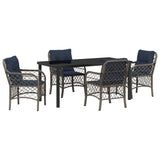 Garden Dining Set with Cushion 5 pcs Grey and Black Rattan 3380249