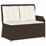 Garden Bench with Cushion Black and Cream White Poly Rattan 3394441