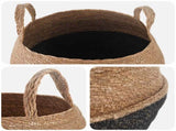 Plant Pot with Handles 2 pcs Black 45 x 36 cm 100% Seagrass 42012265