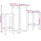 3 Piece Bar Set White Solid Wood Pine 3124728