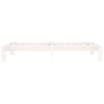 Bed Frame without Mattress White Solid Wood Pine 100x200cm 810356
