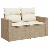 ZNTS 11 Piece Garden Sofa Set with Cushions Beige Poly Rattan 3228918