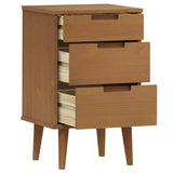 ZNTS Bedside Cabinet MOLDE Brown 40x35x65 cm Solid Wood Pine 4013409