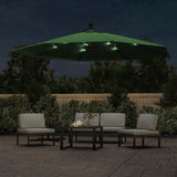 Cantilever Garden Parasol with LED Lights and Metal Pole 350 cm Green 44524