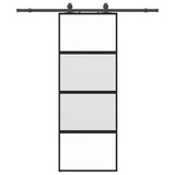 Sliding Door with Hardware Set Black 76x205 cm Tempered Glass 3375829