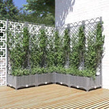 Garden Planter with Trellis Light Grey 120x120x121.5 cm PP 153277