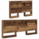 Storage Headboard with Shelf Old Wood 207.5 x 137.5 x 76.5 cm 3335539