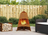Fire Pit Brown 50 x 50 x 95 cm Weathering Steel 858941