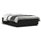 Bed Frame with LED without Mattress Black 150x200 cm King Size 3209605