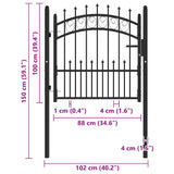 Fence Gate EMMEN with Spikes Steel 104x87 cm Black 146388
