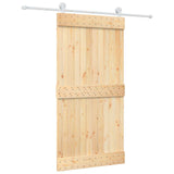 Sliding Door Natural and White 100 x 210 cm Solid Pine Wood 3445031