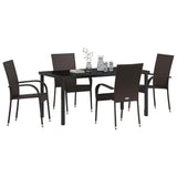 Garden Dining Set 5 pcs Brown Powder-Coated Steel 3379397